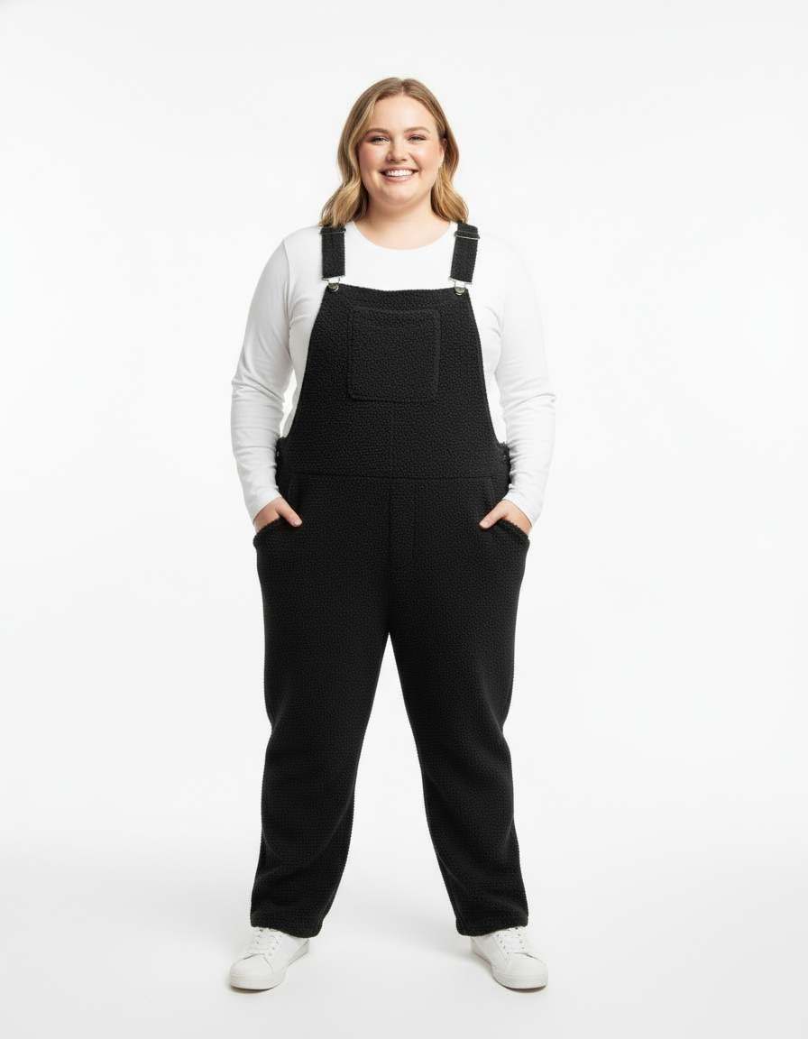 Teddy Fleece Swoveralls - Midnight Black