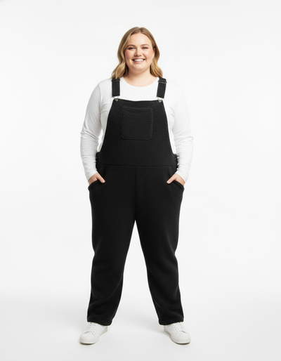 Teddy Fleece Swoveralls - Midnight Black