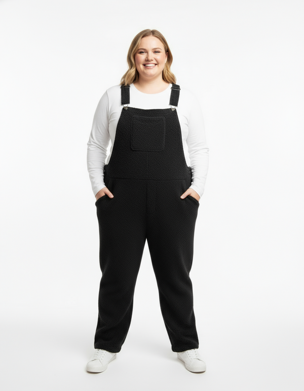 Teddy Fleece Swoveralls - Midnight Black