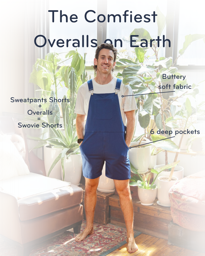 Navy Overall Shorts | Soft Short Overalls | Swoveralls