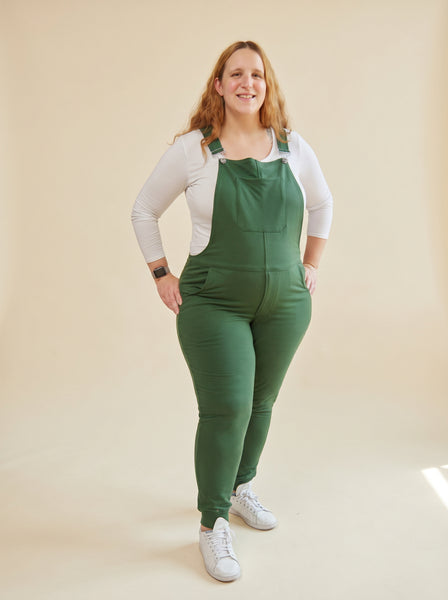 Forest Green Sweatpant Overalls | Soft Fleece Overalls | Swoveralls