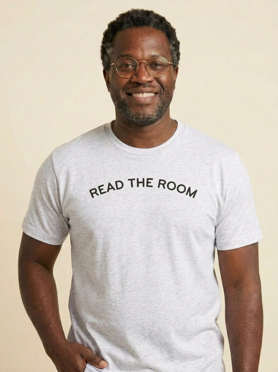 The Sidekick Tee in Marble Heather - READ THE ROOM