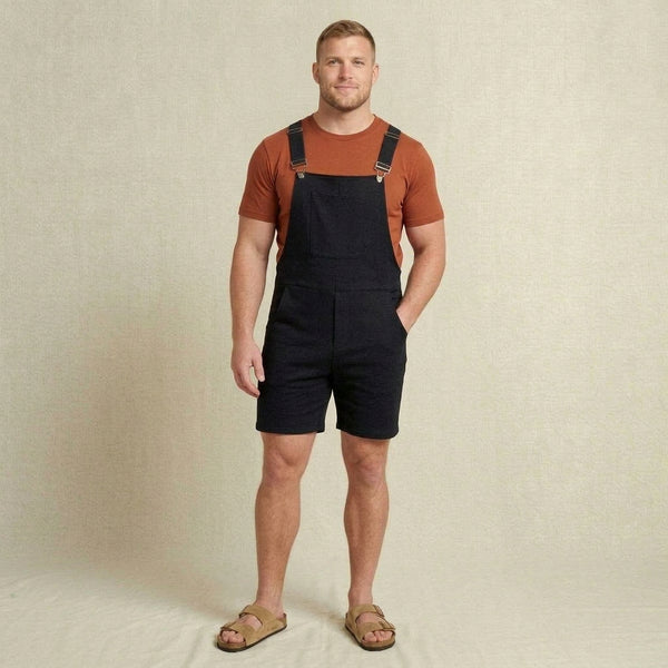 Midnight Black Overall Shorts | Soft Short Overalls | Swoveralls
