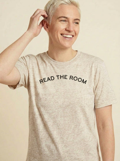 The Sidekick Tee in Oatmeal - READ THE ROOM