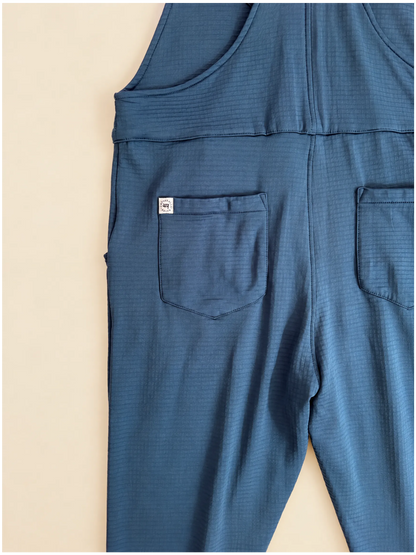 Grid Fleece Swoveralls - Glacier Navy