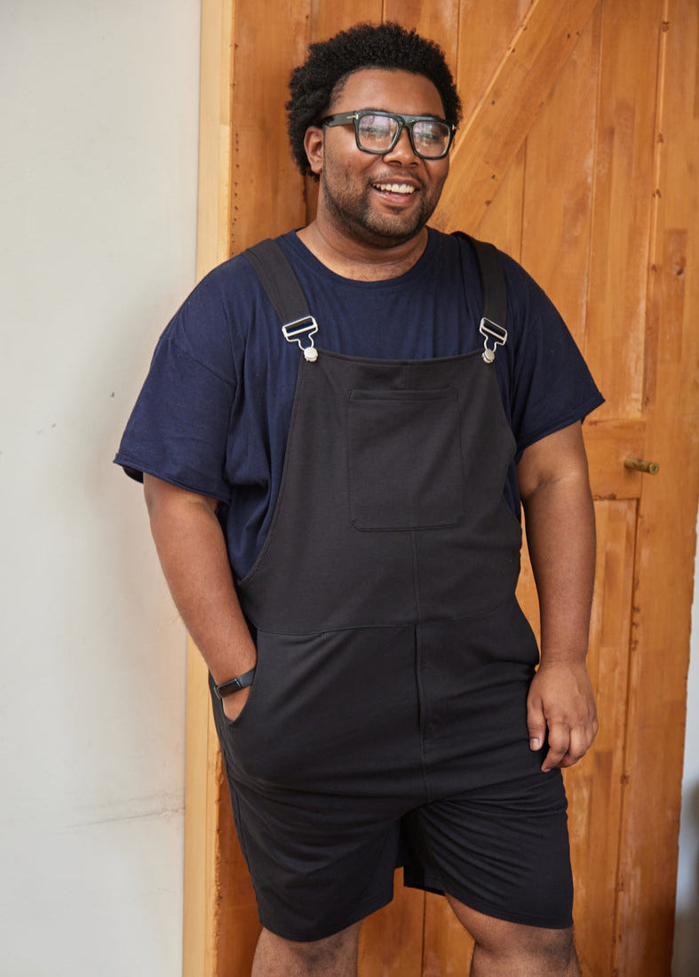 Midnight Black Overall Shorts | Soft Short Overalls | Swoveralls